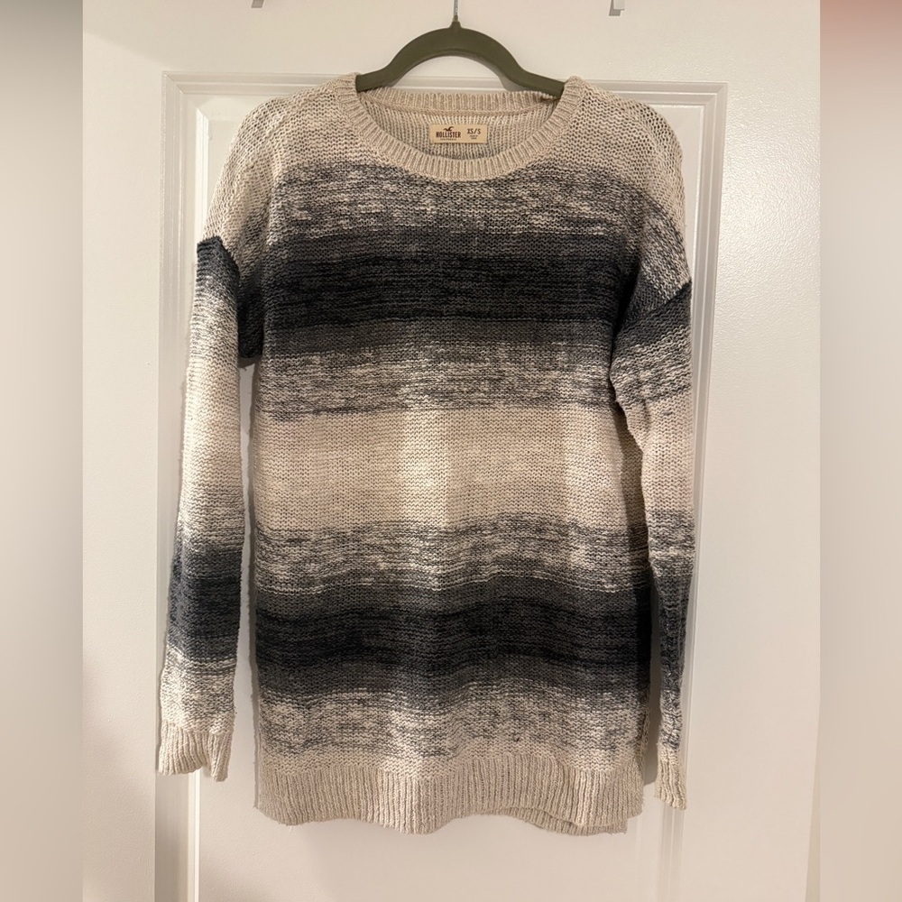 Hollister Women's Striped Sweater - Black, Gray, Cream